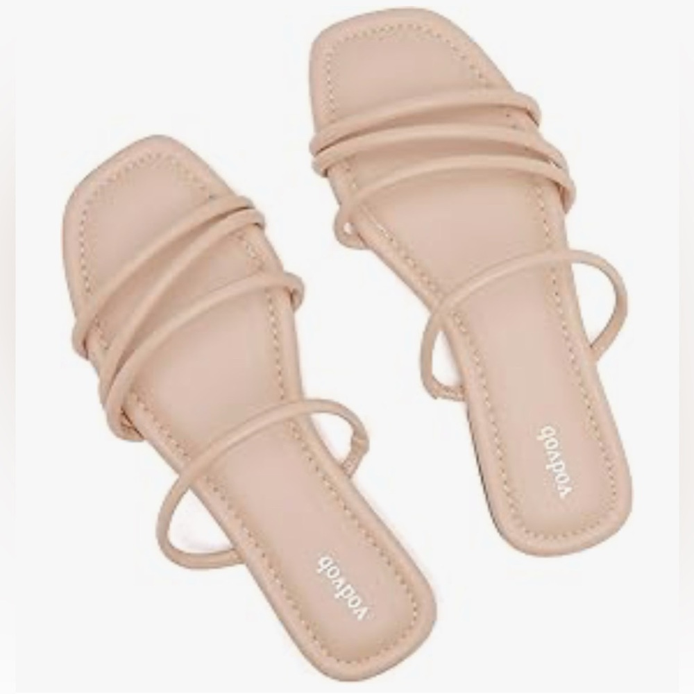New! Strappy flat sandals slides size 8